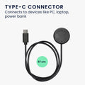 kwmobile USB C Ladekabel kompatibel mit Google Pixel Watch 3 / Pixel Watch 2 / Fitbit Versa 4 3 2 / Ace LTE - Kabel Charger - Smart Watch Typ C Ersatzkabel - Fitnesstracker Aufladekabel