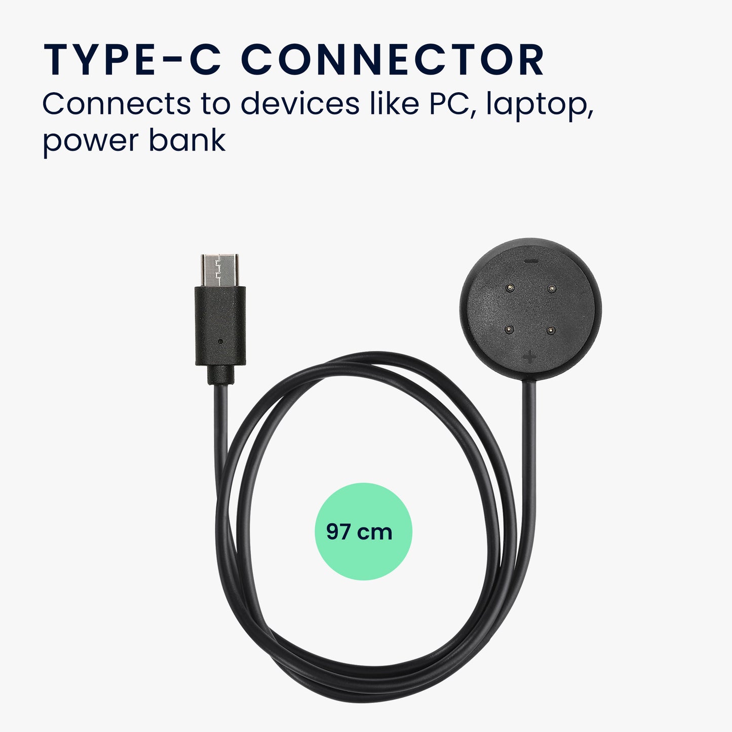 kwmobile USB C Ladekabel kompatibel mit Google Pixel Watch 3 / Pixel Watch 2 / Fitbit Versa 4 3 2 / Ace LTE - Kabel Charger - Smart Watch Typ C Ersatzkabel - Fitnesstracker Aufladekabel