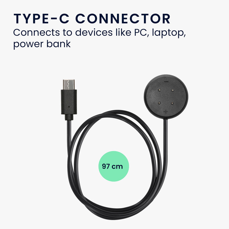 kwmobile USB C Ladekabel kompatibel mit Google Pixel Watch 3 / Pixel Watch 2 / Fitbit Versa 4 3 2 / Ace LTE - Kabel Charger - Smart Watch Typ C Ersatzkabel - Fitnesstracker Aufladekabel