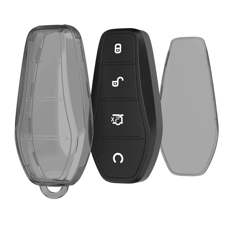 kwmobile Autoschlüssel Hülle kompatibel mit BYD Atto 3 / Sealion / Han / Tang / Dolphin / Seal - Schlüsselhülle Silikon Cover - Schwarz Transparent Schwarz  [dsg02]