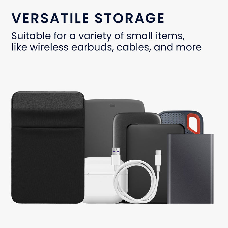 kwmobile Tasche kompatibel mit SanDisk Portable SSD, Samsung T7, Crucial X8, HDD - Set Halterung für externe SSD Festplatte - 13x8cm - Elastisches Case Hülle selbstklebend