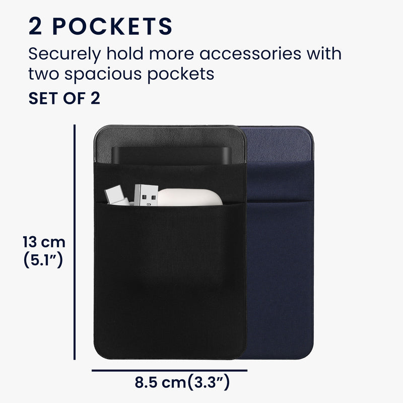 kwmobile Tasche kompatibel mit SanDisk Portable SSD, Samsung T7, Crucial X8, HDD - Set Halterung für externe SSD Festplatte - 13x8cm - Elastisches Case Hülle selbstklebend