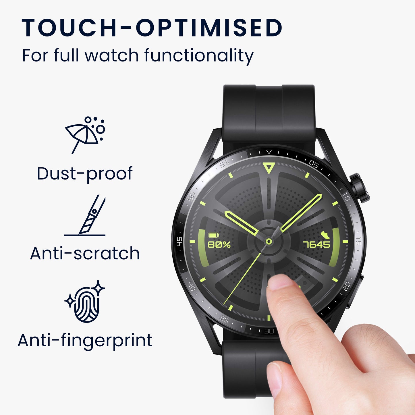 kwmobile Schutzglas kompatibel mit Huawei Watch GT 3 (46mm) Folie Hart Glas Schutzfolie für Smartwatch Displayschutz für Fitness Tracker