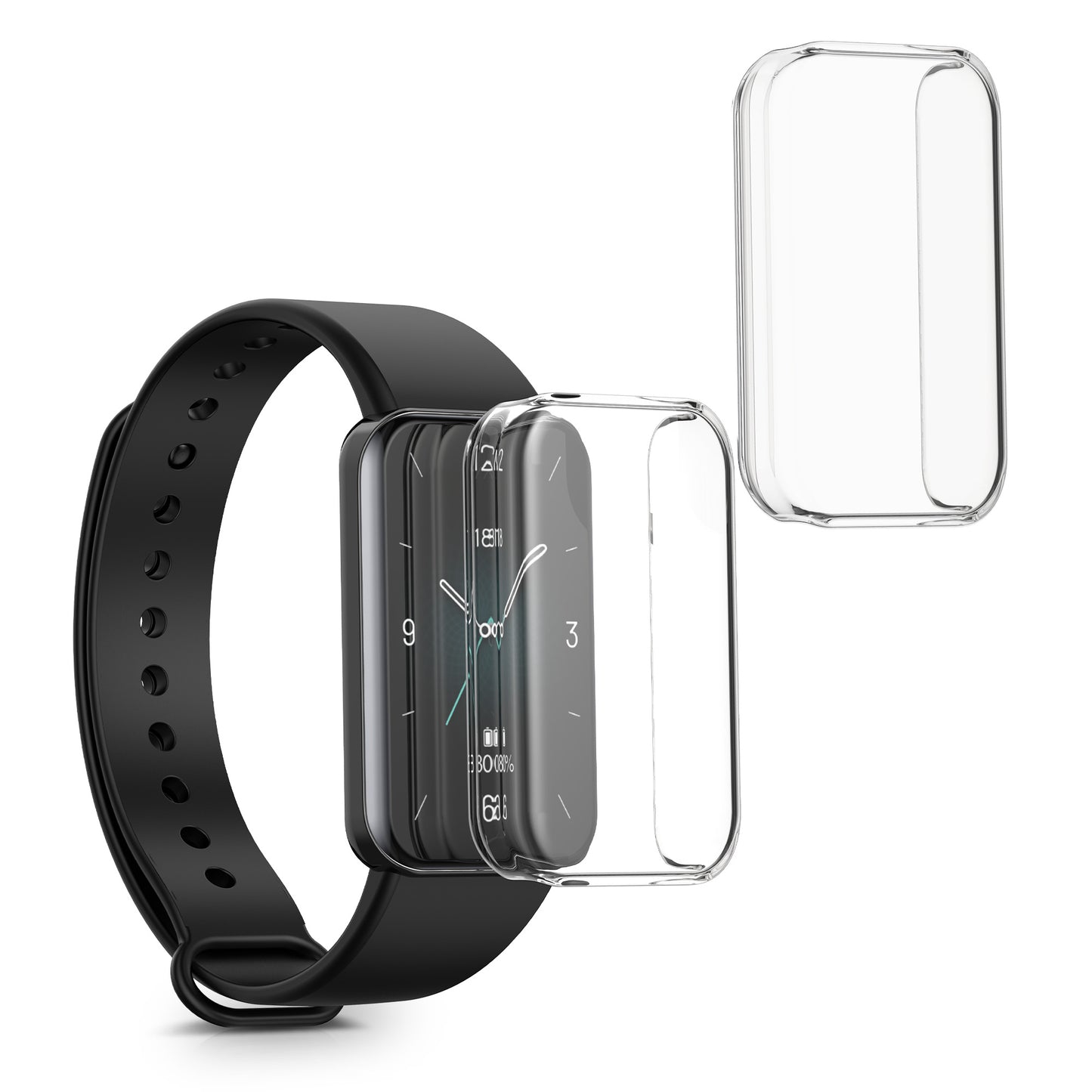 kwmobile 2x Schutzhülle kompatibel mit HONOR Band 9 Hülle - Fullbody Cover Set aus Silikon - Transparent Transparent  [dsg01]