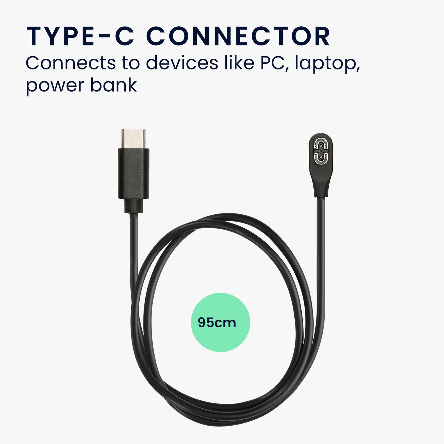 kwmobile USB C Ladekabel kompatibel mit Shokz Aeropex AS800 / OpenRun / OpenRun Pro Mini / OpenComm ASC100SG - Kabel Charger - Smart Watch Ersatzkabel - Fitnesstracker Aufladekabel