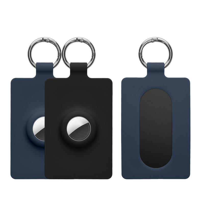 kwmobile 2x Hülle kompatibel mit Tesla Model S / Model Y / Model 3 / Model X Karte Kartenhalter - Weiches Silikon Case - Cover mit Schlüsselring - Schwarz Dunkelblau Schwarz  [dsg02]