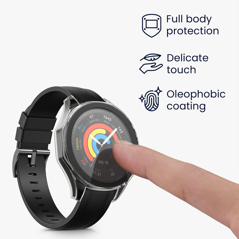 kwmobile Glas Hülle für Huawei Watch GT5 46mm Schutzhülle Fullbody Fitnesstracker Case Set