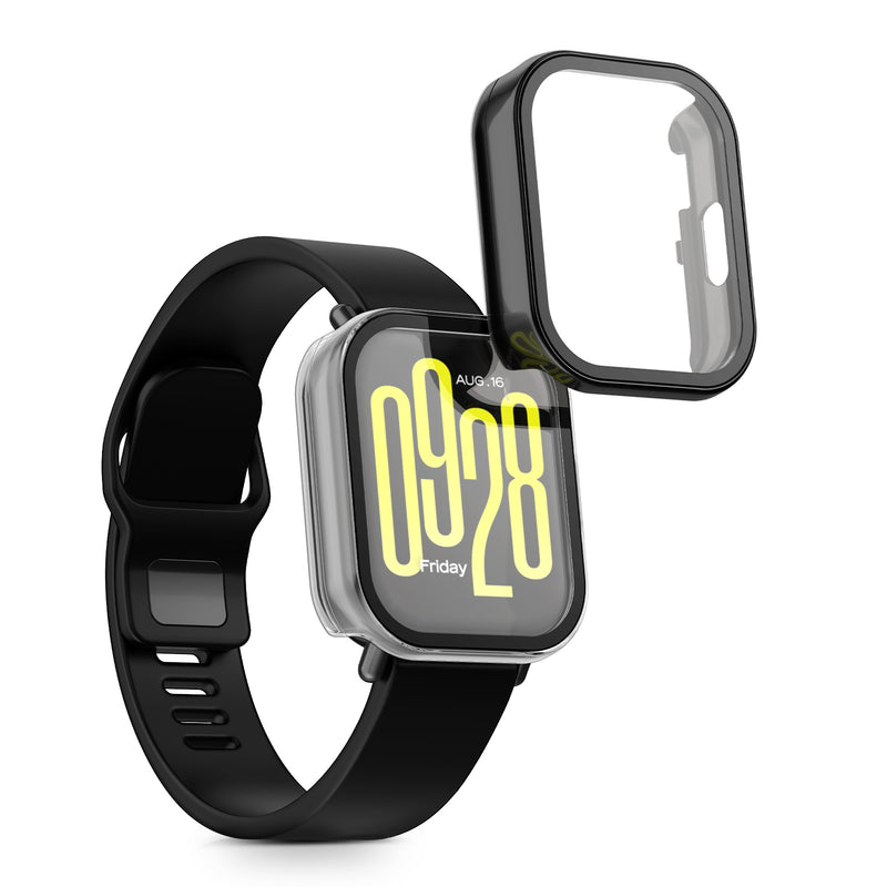 kwmobile Glas Hülle für Xiaomi Redmi Watch 5 Active Schutzhülle Fullbody Fitnesstracker Case Set