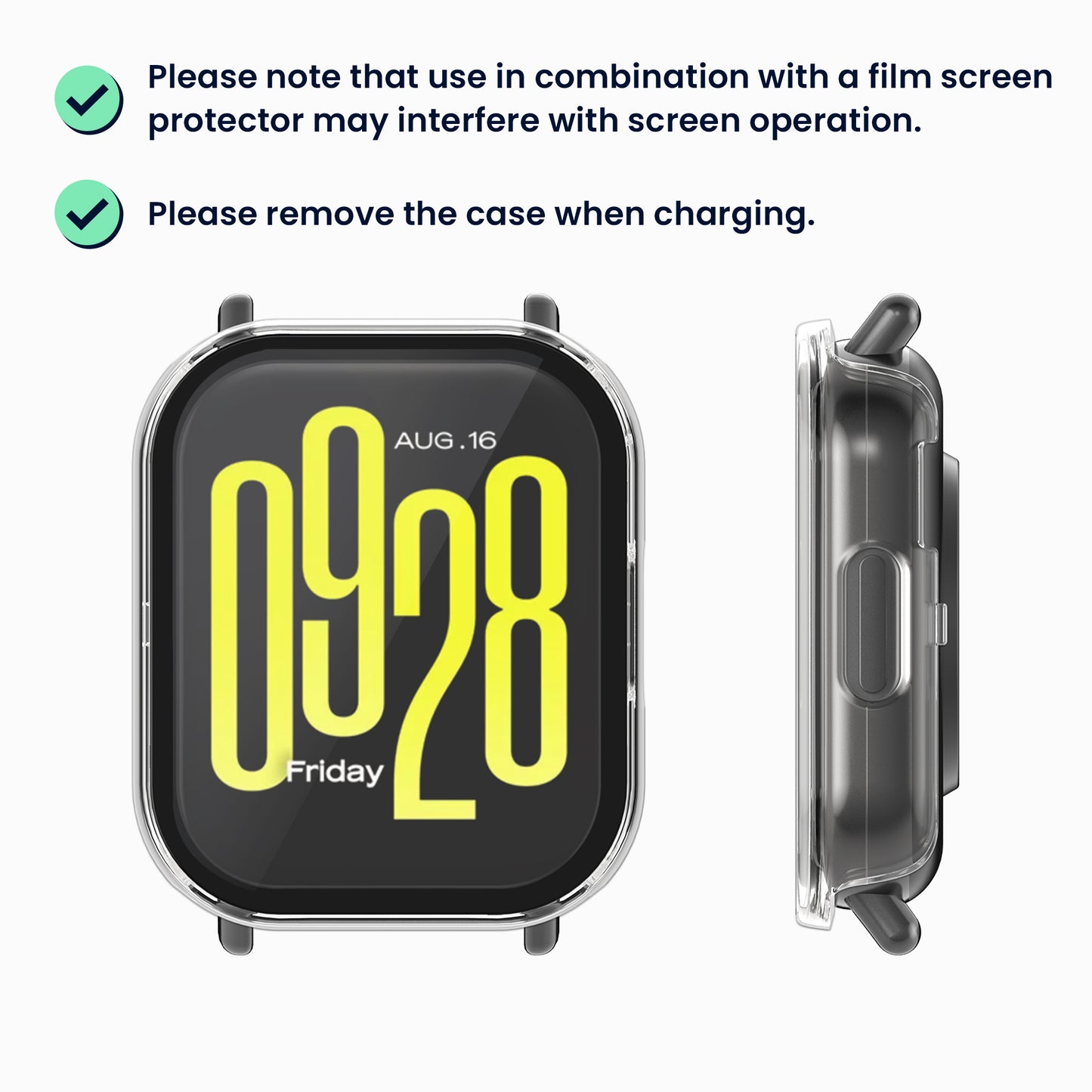 kwmobile Glas Hülle für Xiaomi Redmi Watch 5 Active Schutzhülle Fullbody Fitnesstracker Case Set