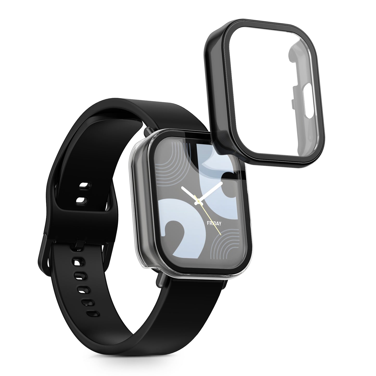 kwmobile Glas Hülle für Xiaomi Redmi Watch 5 Lite Schutzhülle Fullbody Fitnesstracker Case Set
