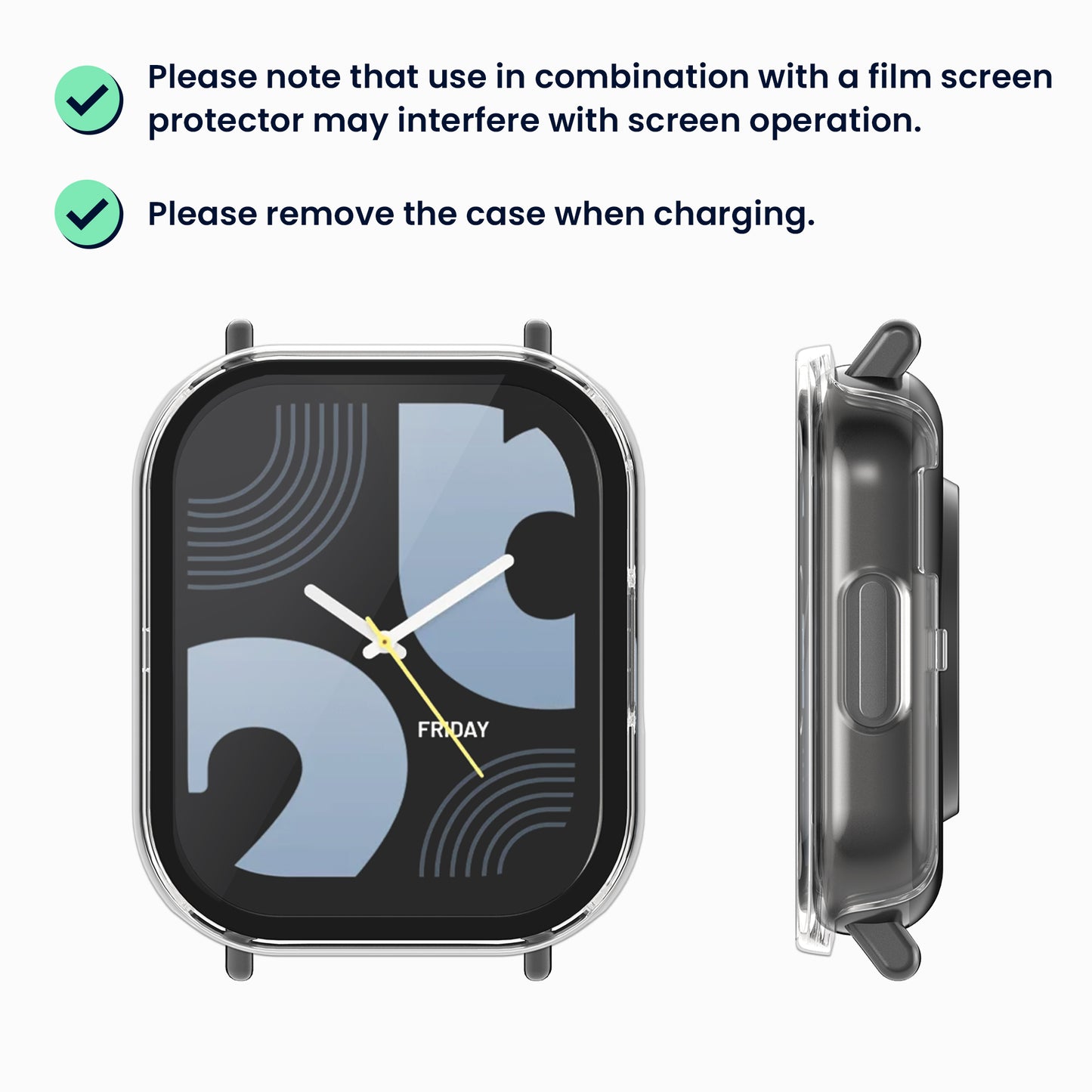 kwmobile Glas Hülle für Xiaomi Redmi Watch 5 Lite Schutzhülle Fullbody Fitnesstracker Case Set