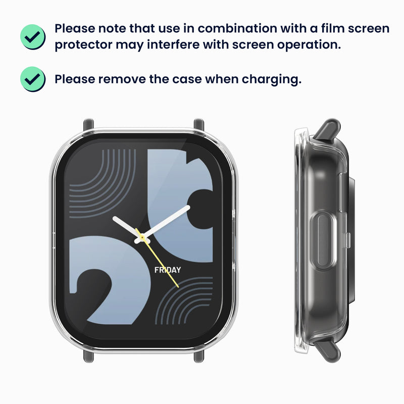 kwmobile Glas Hülle für Xiaomi Redmi Watch 5 Lite Schutzhülle Fullbody Fitnesstracker Case Set