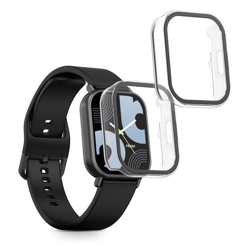 kwmobile 2x Cover kompatibel mit Xiaomi Redmi Watch 5 Lite Hülle - Fullbody Fitnesstracker Case Set aus Glas - Transparent Transparent  [dsg02]