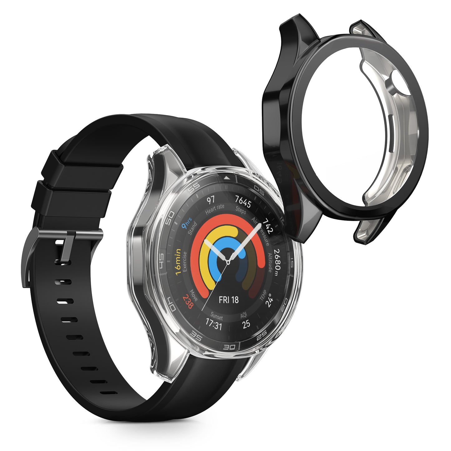 kwmobile Silikon Hülle für Huami Watch GT5 46mm Schutzhülle Fullbody Display Cover Set
