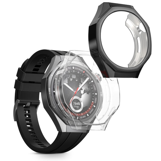kwmobile 2x Schutzhülle kompatibel mit Huami Watch GT5 Pro 46mm Hülle - Fullbody Cover Set aus Silikon - Transparent Schwarz Transparent  [dsg01]