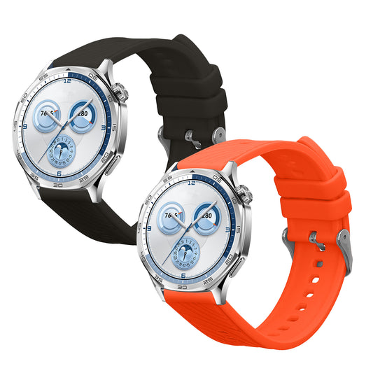 kwmobile 2x Uhrenarmband für Huawei Watch GT5 46mm / GT5 Pro 46mm Armband - Fitnesstracker Band Set aus TPU Silikon - Ersatzarmband Smartwatch - Dunkelgrau Orange Dunkelgrau  [dsg02]