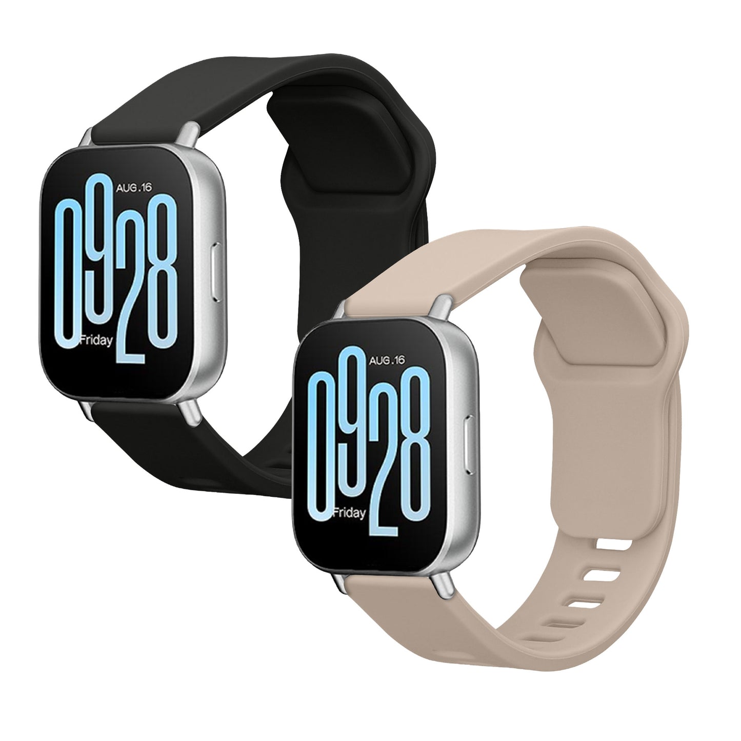 kwmobile Silikon Uhrenarmband für Xiaomi Redmi Watch 5 Active / Watch 5 Lite Armband - Ersatzarmband für Fitnesstracker - Wechselarmband Smartwatch - Schwarz Beige Schwarz  [dsg05]