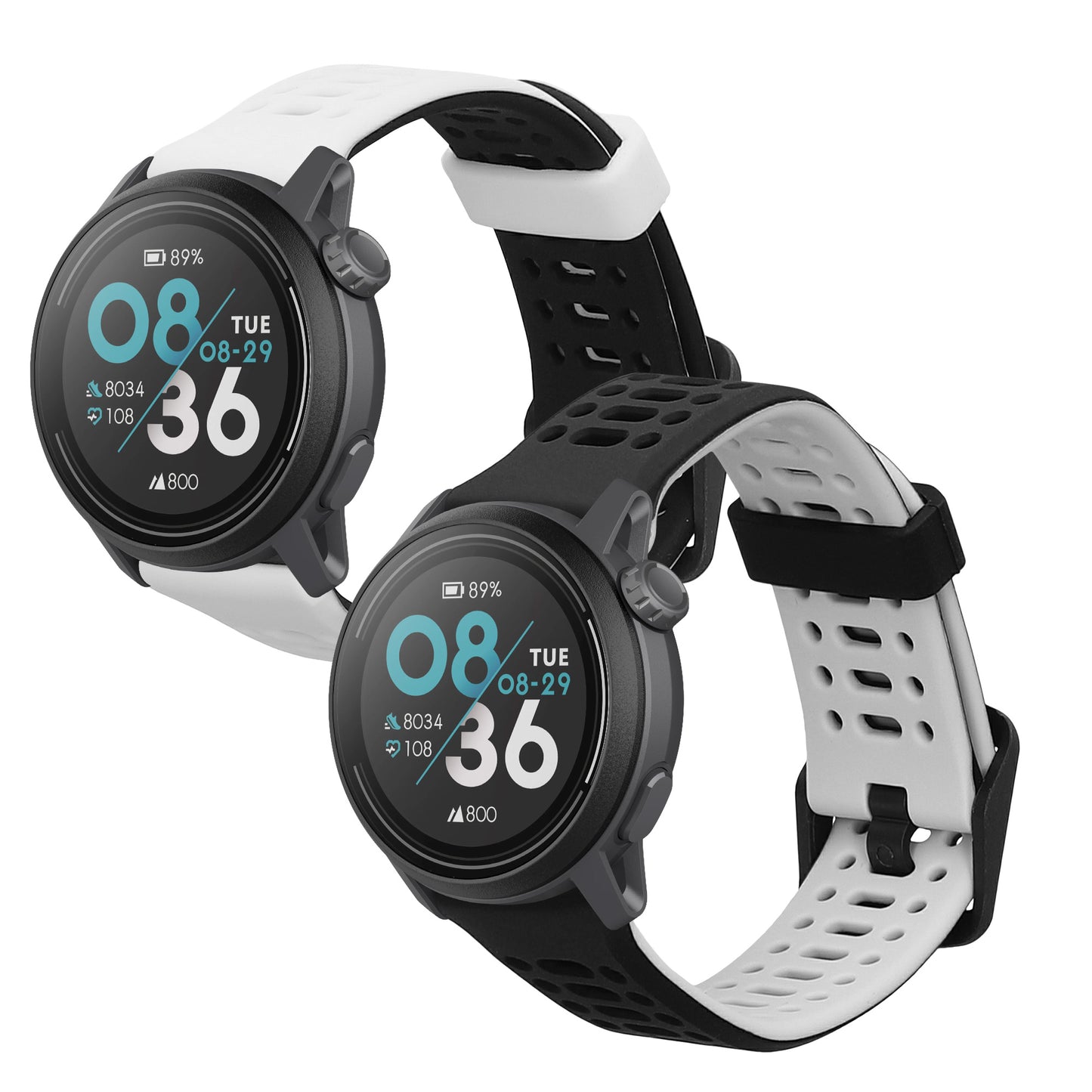 kwmobile Silikon Uhrenarmband für COROS PACE 3 / APEX 2 Pro / APEX 46mm / APEX Pro Armband - Ersatzarmband für Fitnesstracker - Wechselarmband Smartwatch - Schwarz Grau Weiß Schwarz Schwarz  [dsg01]