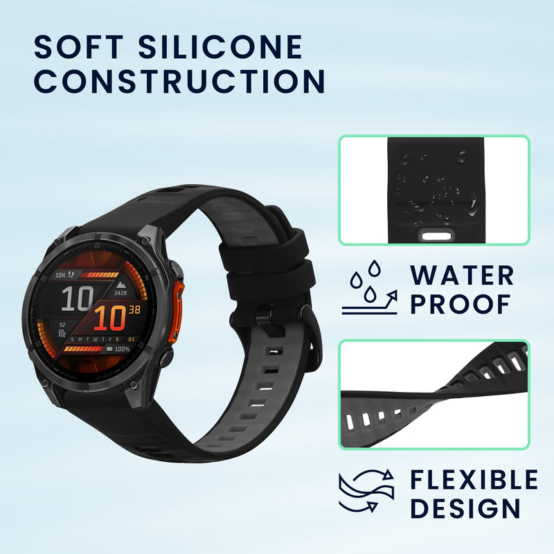 kwmobile Silikon Uhrenarmband für Garmin Epix 2 / Instinct 2 / Instinct 3 45mm / Fenix 8 47mm Armband - Ersatzarmband für Fitnesstracker - Wechselarmband Smartwatch