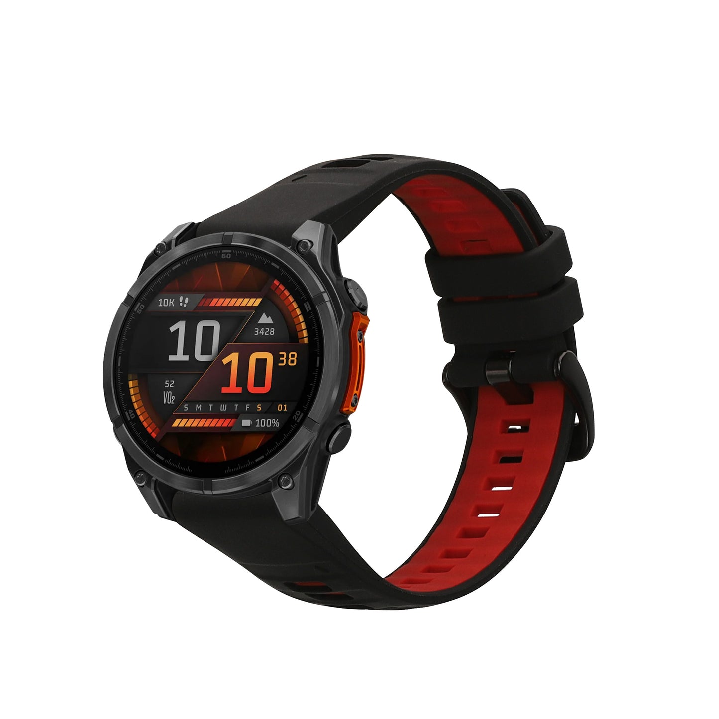 kwmobile Silikon Uhrenarmband für Garmin Epix 2 / Instinct 2 / Instinct 3 45mm / Fenix 8 47mm Armband - Ersatzarmband für Fitnesstracker - Wechselarmband Smartwatch - Schwarz Rot Schwarz  [dsg02]