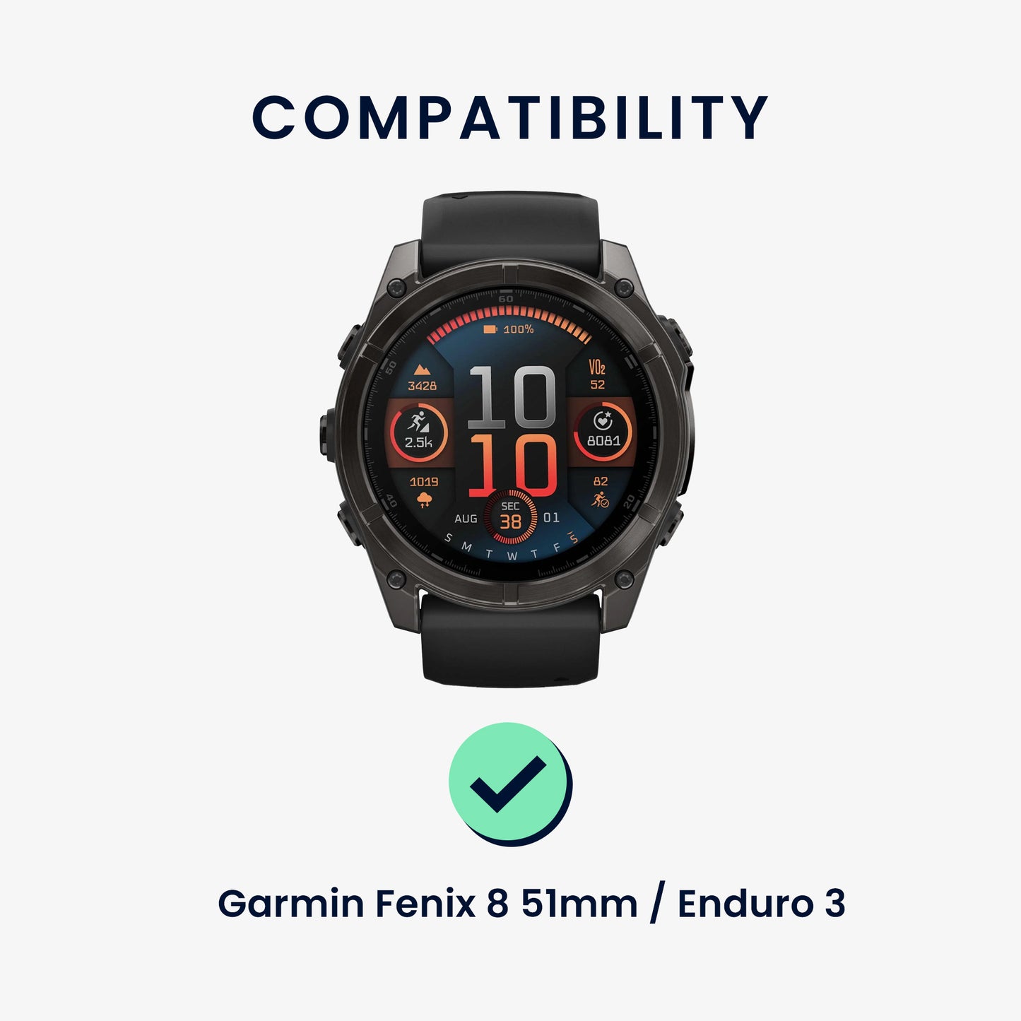 kwmobile Silikon Uhrenarmband für Garmin Fenix 8 51mm / Fenix 7X / Enduro 3 / Instinct 3 50mm Armband Ersatzarmband für Fitnesstracker Wechselarmband Smartwatch