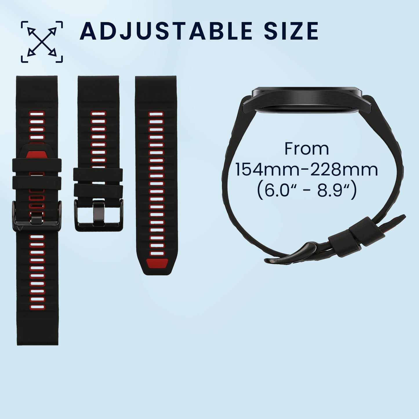 kwmobile Silikon Uhrenarmband für Garmin Fenix 8 51mm / Fenix 7X / Enduro 3 / Instinct 3 50mm Armband Ersatzarmband für Fitnesstracker Wechselarmband Smartwatch