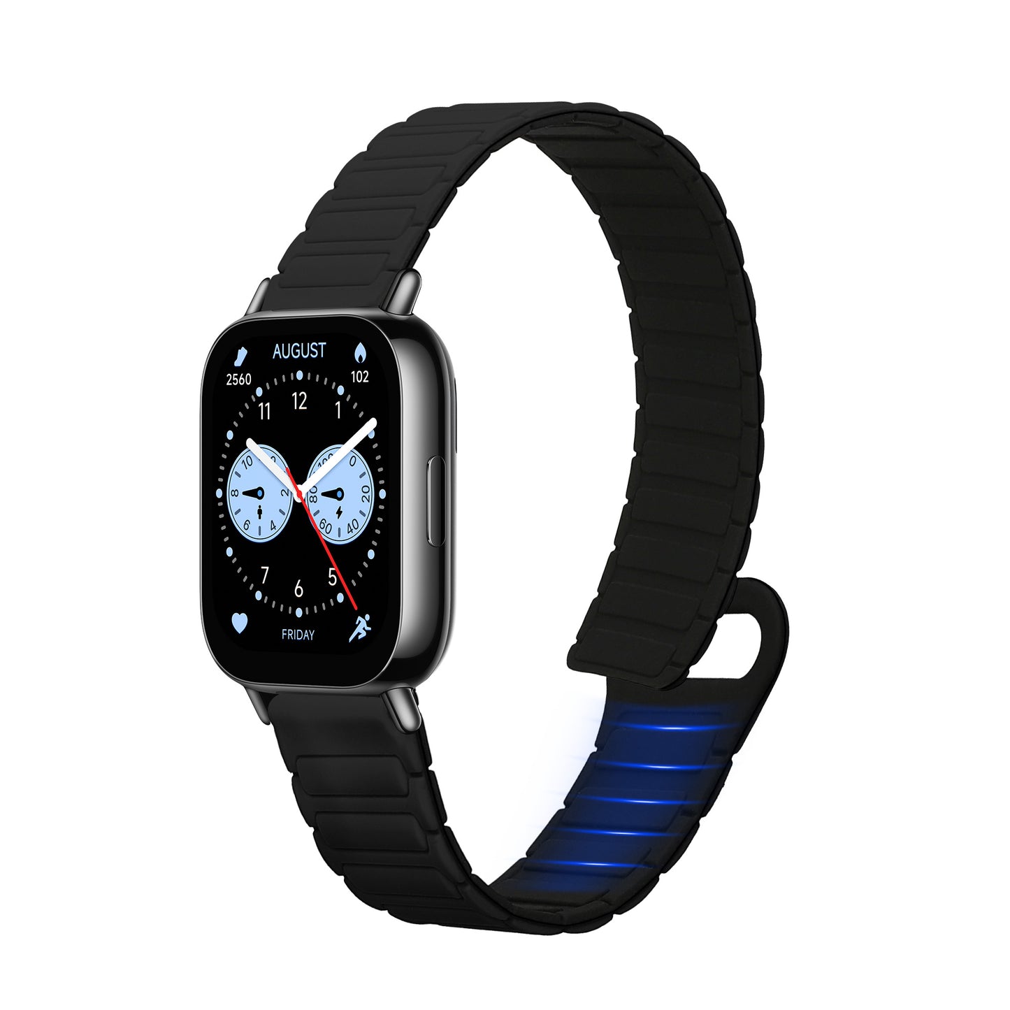 kwmobile Ersatzarmband kompatibel mit Huawei Redmi Watch 5 Active / Watch 5 Lite Armband - Fitnesstracker Silikon Band mit Magnetverschluss Schwarz  [dsg01]