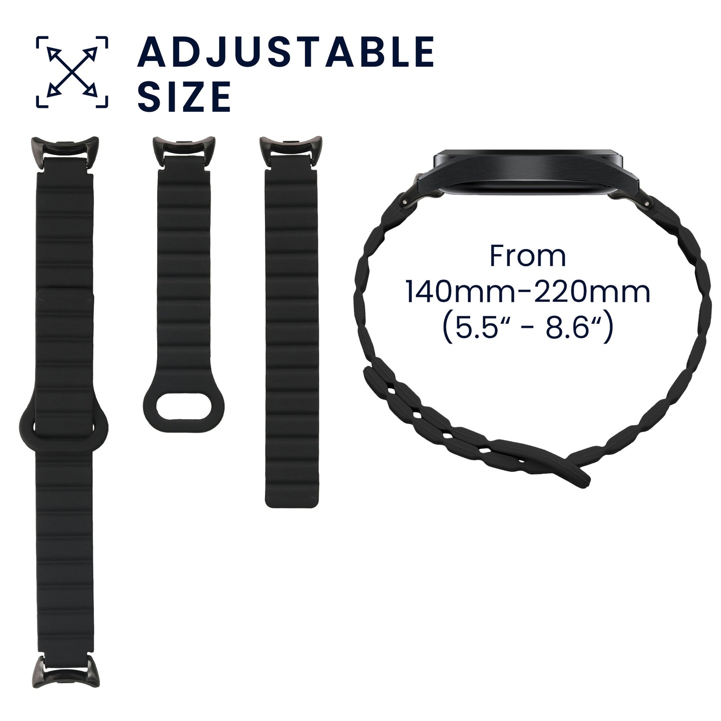 kwmobile Ersatzarmband kompatibel mit Xiaomi Mi Band 10 / Mi Band 9 / 8 Armband - Fitnesstracker Band mit Magnetverschluss