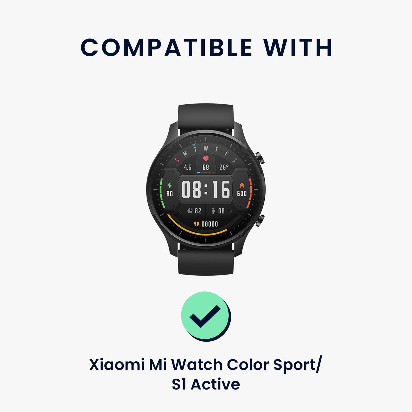 kwmobile Ersatzarmband kompatibel mit Xiaomi Mi Watch Color Sport / S1 Active Armband - Fitnesstracker Band mit Magnetverschluss