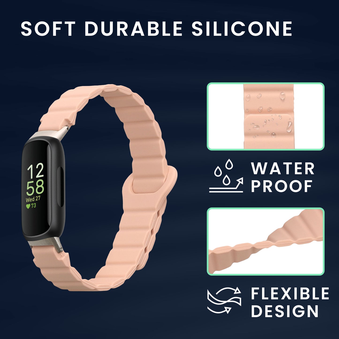 kwmobile Ersatzarmband kompatibel mit Fitbit Inspire 3 Fitnesstracker Band mit Magnetverschluss