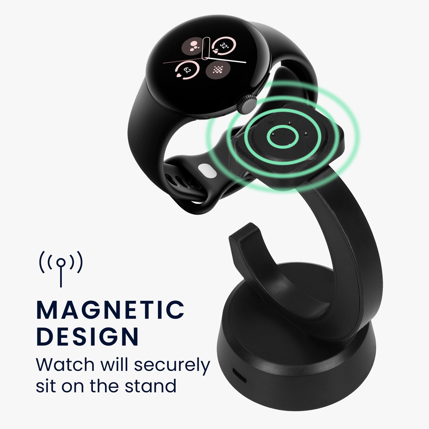 kwmobile USB Ladegerät kompatibel mit Google Pixel Watch 3 / Pixel Watch 2 / Fitbit Versa 4 3 2 / Ace LTE - USB Kabel Charger Stand - Smart Watch Ladestation - Ladekabel mit Standfunktion