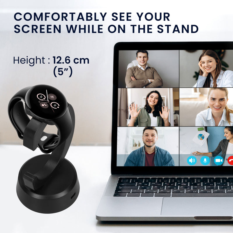 kwmobile USB Ladegerät kompatibel mit Google Pixel Watch 3 / Pixel Watch 2 / Fitbit Versa 4 3 2 / Ace LTE - USB Kabel Charger Stand - Smart Watch Ladestation - Ladekabel mit Standfunktion