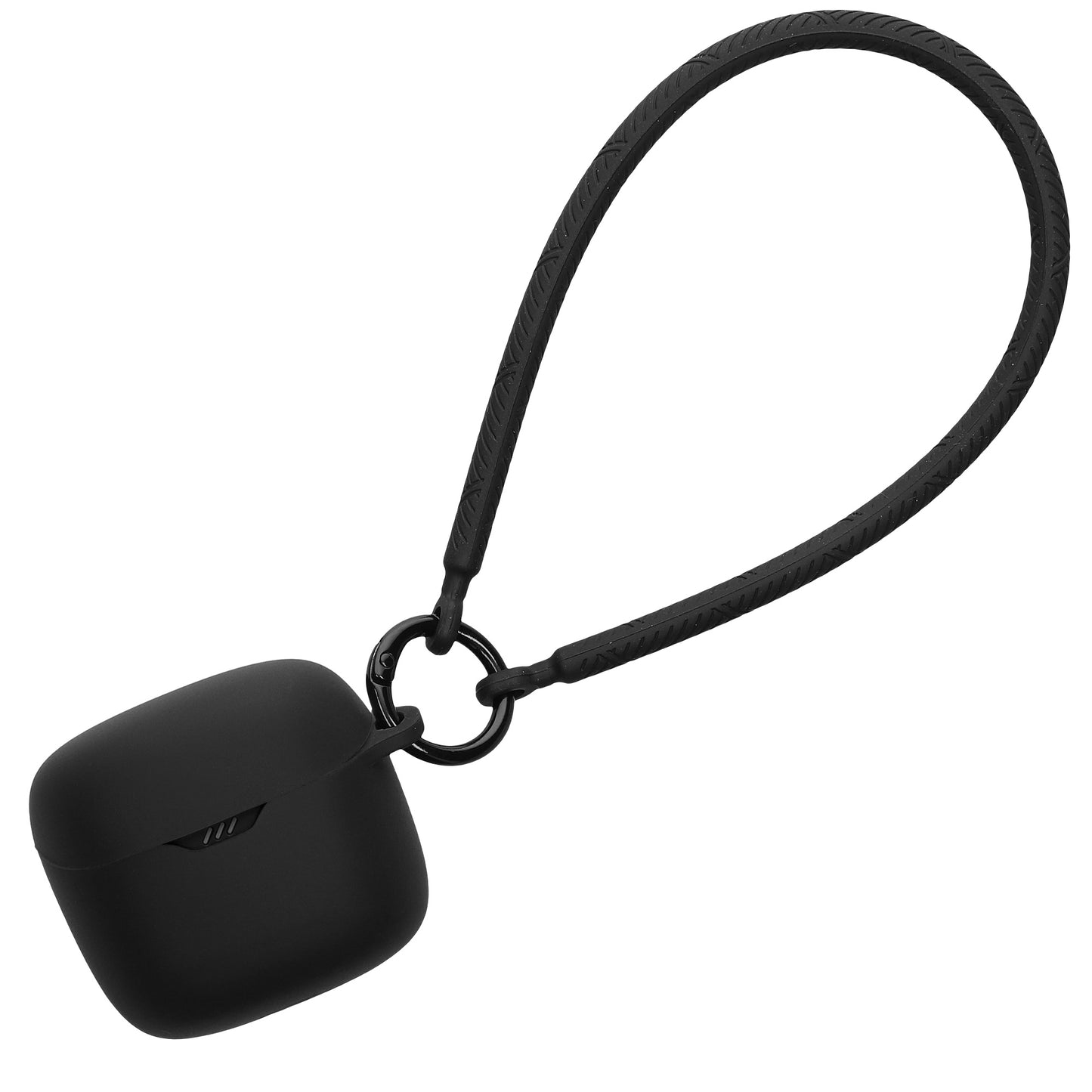 kwmobile Hülle kompatibel mit JBL Tune Flex Kopfhörer - Silikon Schutzhülle Etui Case Cover - mit Handschlaufe Schwarz Schwarz  [dsg01]