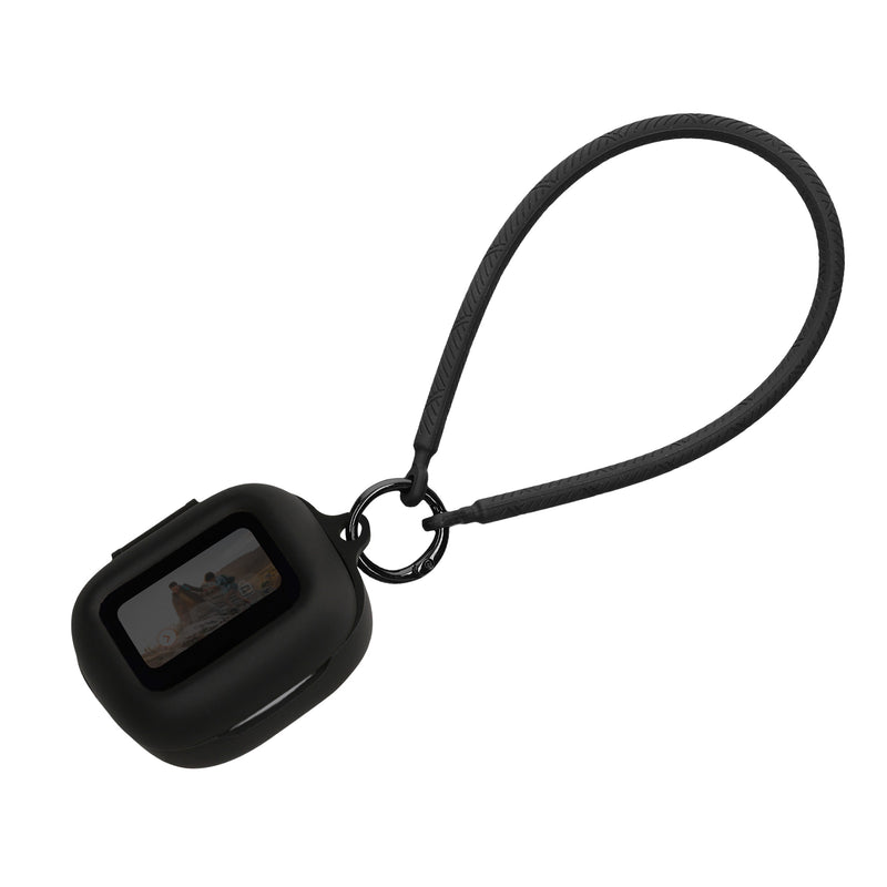 kwmobile Hülle kompatibel mit JBL Live Flex 3 / Live Buds 3 / Live Beam 3 Kopfhörer - Silikon Schutzhülle Etui Case Cover - mit Handschlaufe Schwarz Schwarz  [dsg01]