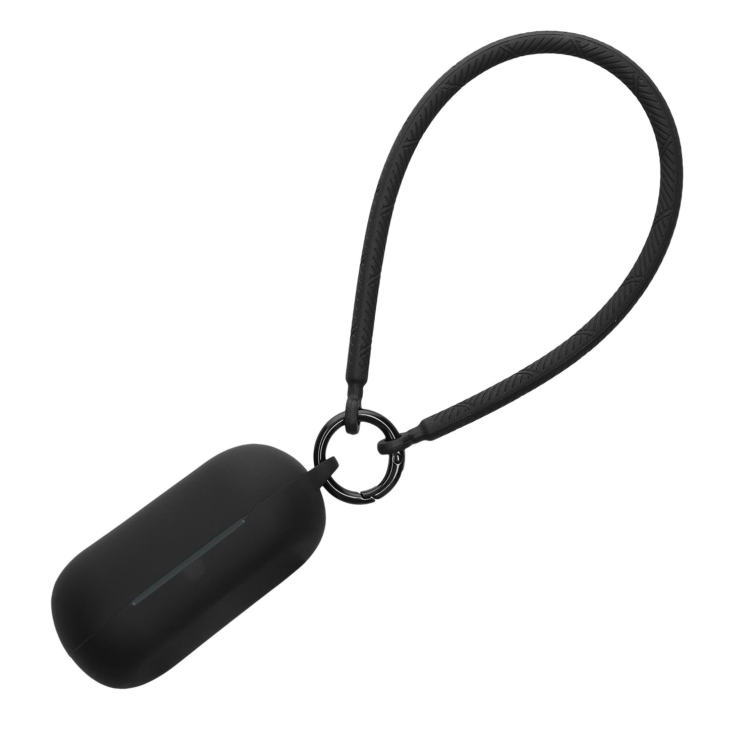 kwmobile Hülle kompatibel mit Sony WF-C700N Kopfhörer - Silikon Schutzhülle Etui Case Cover - mit Handschlaufe Schwarz Schwarz  [dsg01]