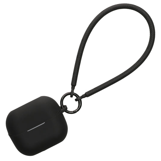 kwmobile Hülle kompatibel mit Samsung Galaxy Buds 3 / Galaxy Buds 3 Pro Kopfhörer - Silikon Schutzhülle Etui Case Cover - mit Handschlaufe Schwarz Schwarz  [dsg01]