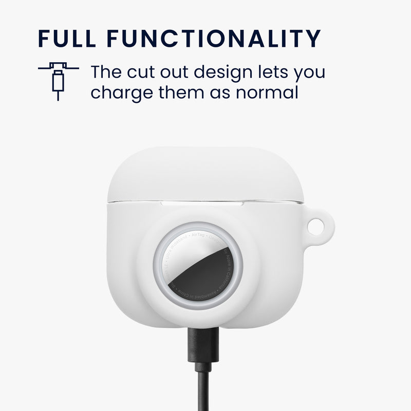 kwmobile 2-in1 Hülle kompatibel mit Apple AirPods 3 - Kopfhörer Case kompatibel mit Airtag - Schutzhülle mit Karabiner