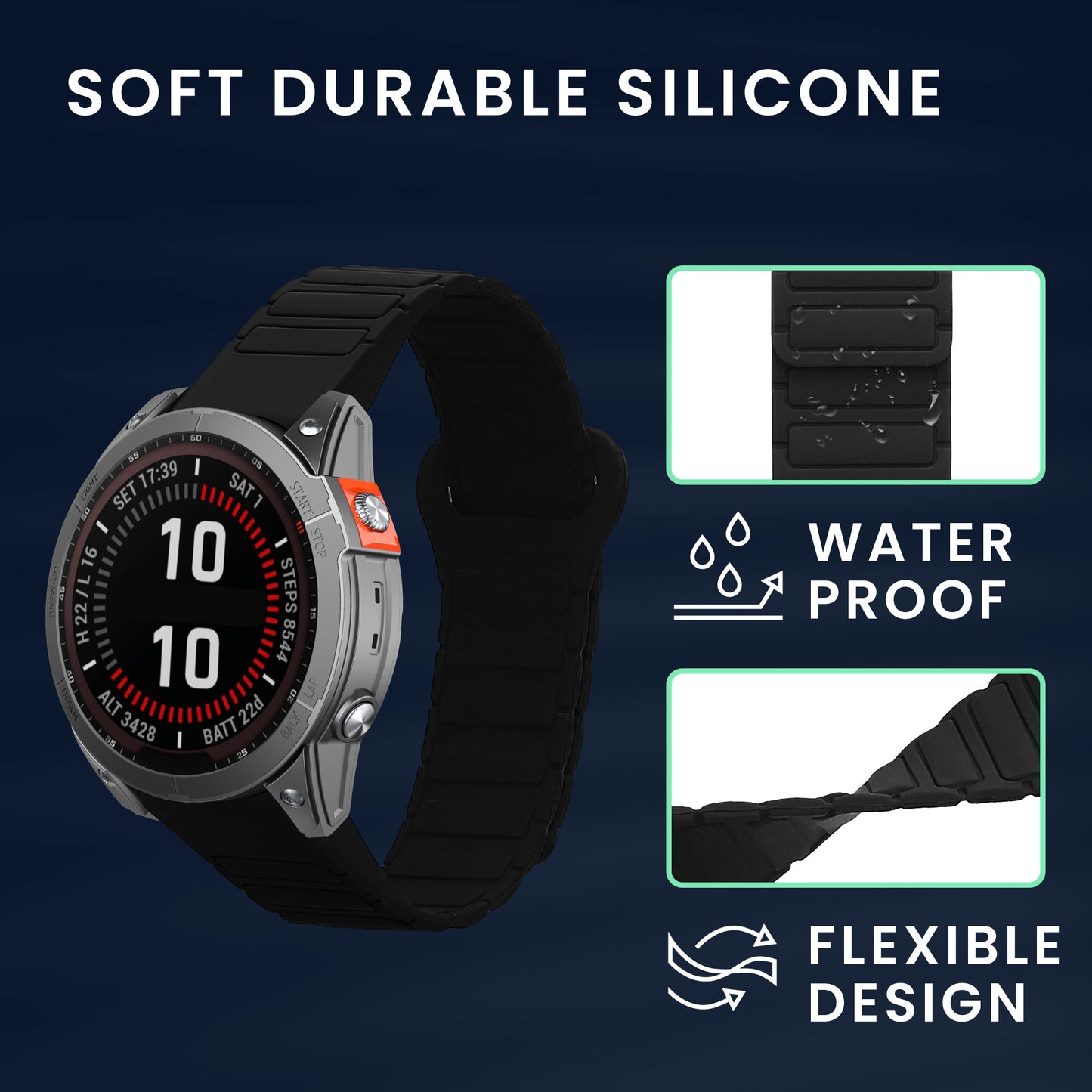 kwmobile Ersatzarmband kompatibel mit Garmin Fenix 8 47mm / Fenix E 47mm / Fenix 7 / 7 Pro / EPIX 2 Armband - Fitnesstracker Band mit Magnetverschluss