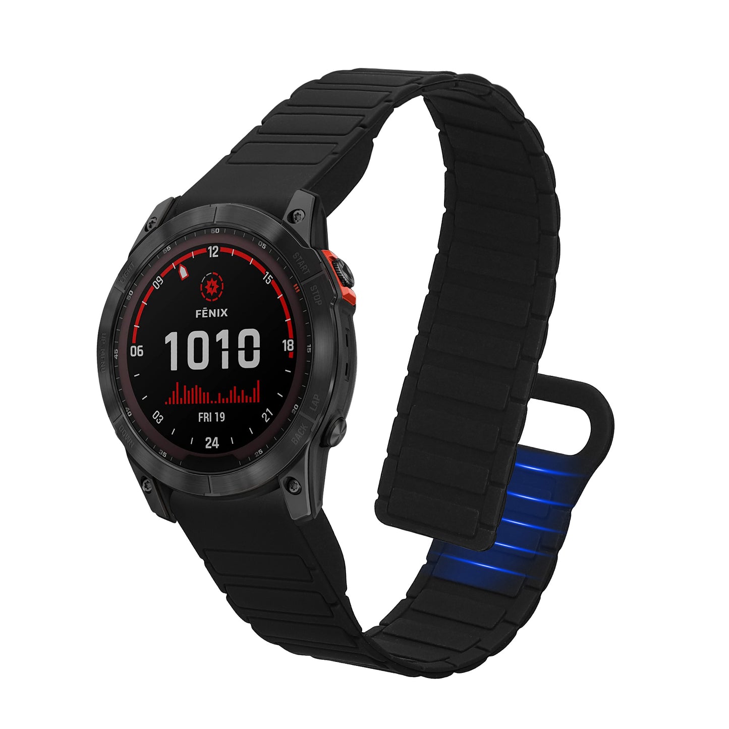 kwmobile Ersatzarmband kompatibel mit Garmin Fenix 8 51mm / Enduro 3 / Fenix 7X / 7X Pro / Instinct 2X Armband - Fitnesstracker Silikon Band mit Magnetverschluss Schwarz  [dsg01]