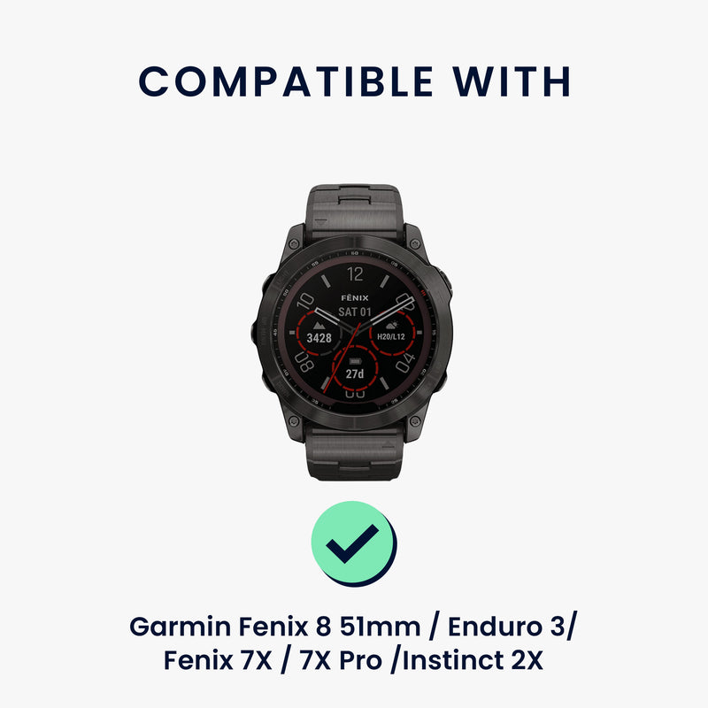 kwmobile Ersatzarmband kompatibel mit Garmin Fenix 8 51mm / Enduro 3 / Fenix 7X / 7X Pro / Instinct 2X Armband Fitnesstracker Band mit Magnetverschluss