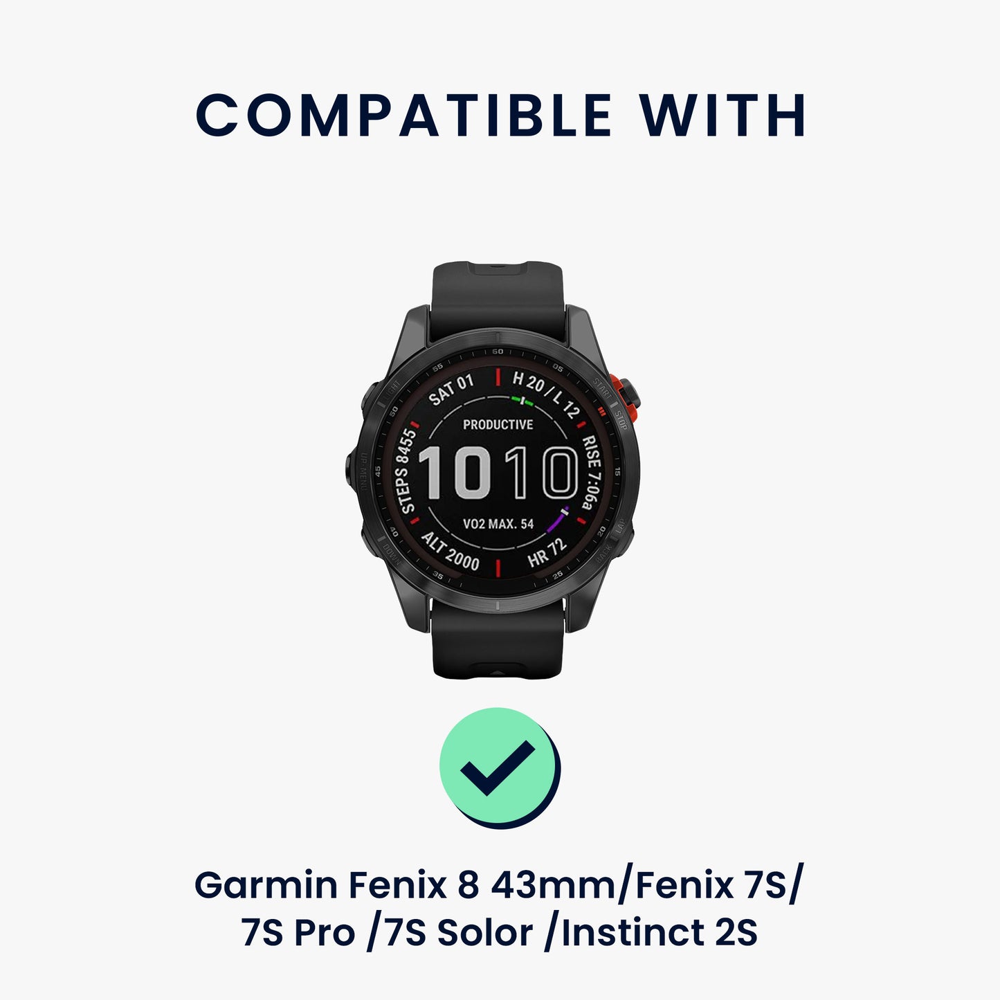 kwmobile Ersatzarmband kompatibel mit Garmin Fenix 8 43mm / Fenix 7S / 7S Pro / 7S Solor / Instinct 2S Armband Fitnesstracker Magnetverschluss