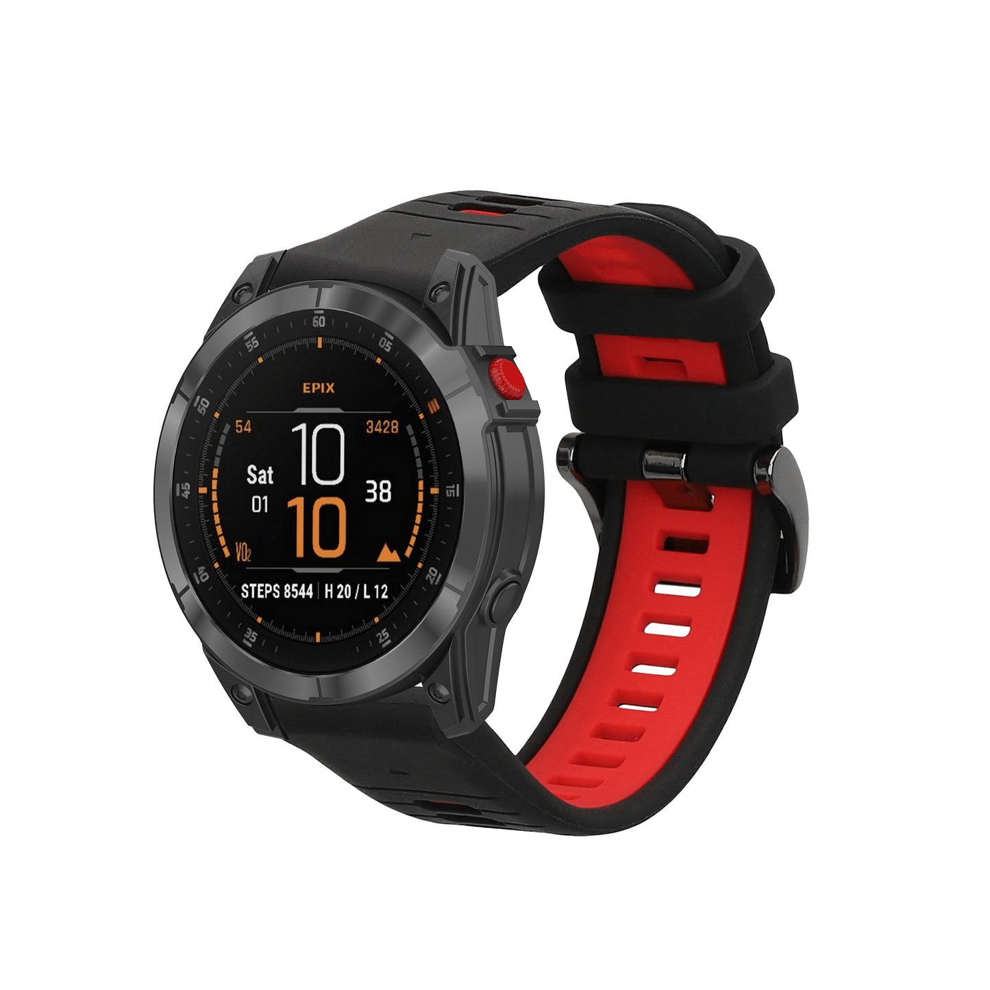 kwmobile 1x Uhrenarmband für Garmin Epix 2 / Instinct 2 / Instinct 3 45mm / Fenix 8 47mm Armband - Fitnesstracker Band Set aus TPU Silikon - Ersatzarmband Smartwatch - Schwarz Rot Schwarz  [dsg02]