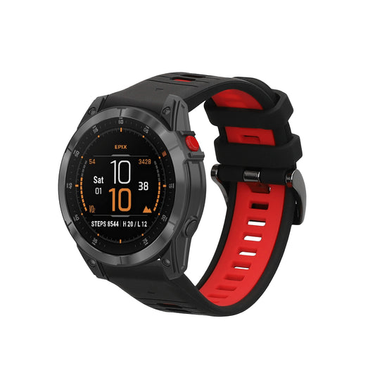 kwmobile 1x Uhrenarmband für Garmin Epix 2 / Instinct 2 / Instinct 3 45mm / Fenix 8 47mm Armband - Fitnesstracker Band Set aus TPU Silikon - Ersatzarmband Smartwatch - Schwarz Rot Schwarz  [dsg02]