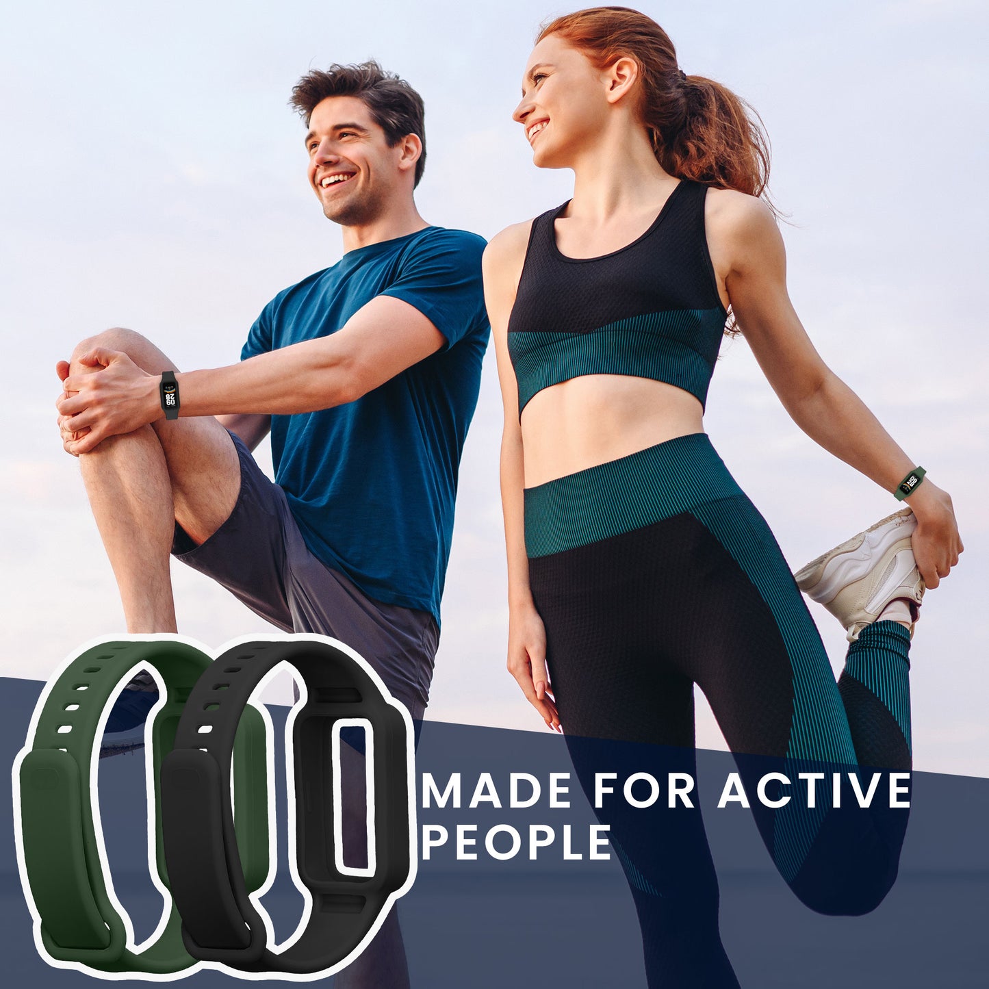 kwmobile Uhrenarmband für Xiaomi Redmi Band 3 / Smart Band 9 Active Armband Fitnesstracker Band Set Ersatzarmband Smartwatch