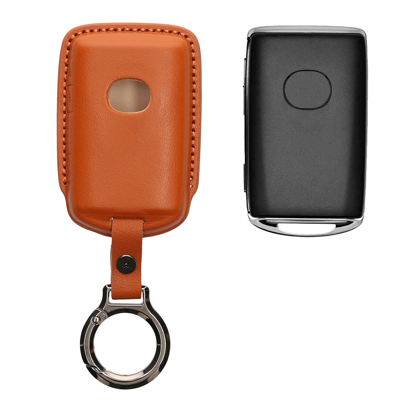 kwmobile Premium Leder Autoschlüssel Schutzhülle kompatibel mit Mazda 3-Tasten CX30 CX50 CX60 CX90 MX-30 Hülle - Schlüssel Tasche - Braun Braun  