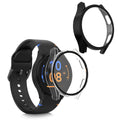 kwmobile 2x Cover kompatibel mit Samsung Galaxy Watch FE 40mm Hülle - Fullbody Fitnesstracker Case Set aus Glas - Transparent Schwarz Transparent  [dsg01]