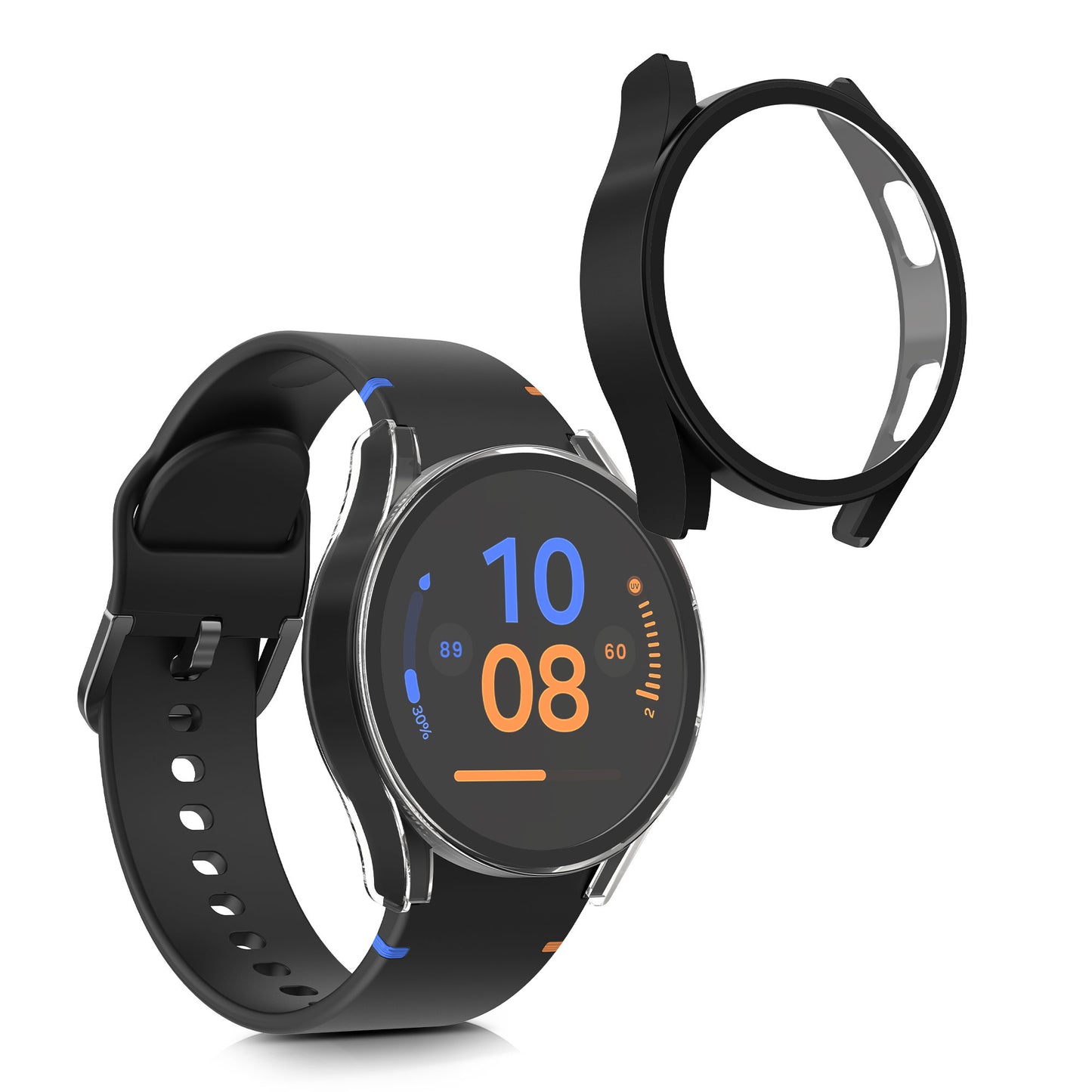 kwmobile Glas Hülle für Samsung Galaxy Watch FE 40mm Schutzhülle Fullbody Fitnesstracker Case Set