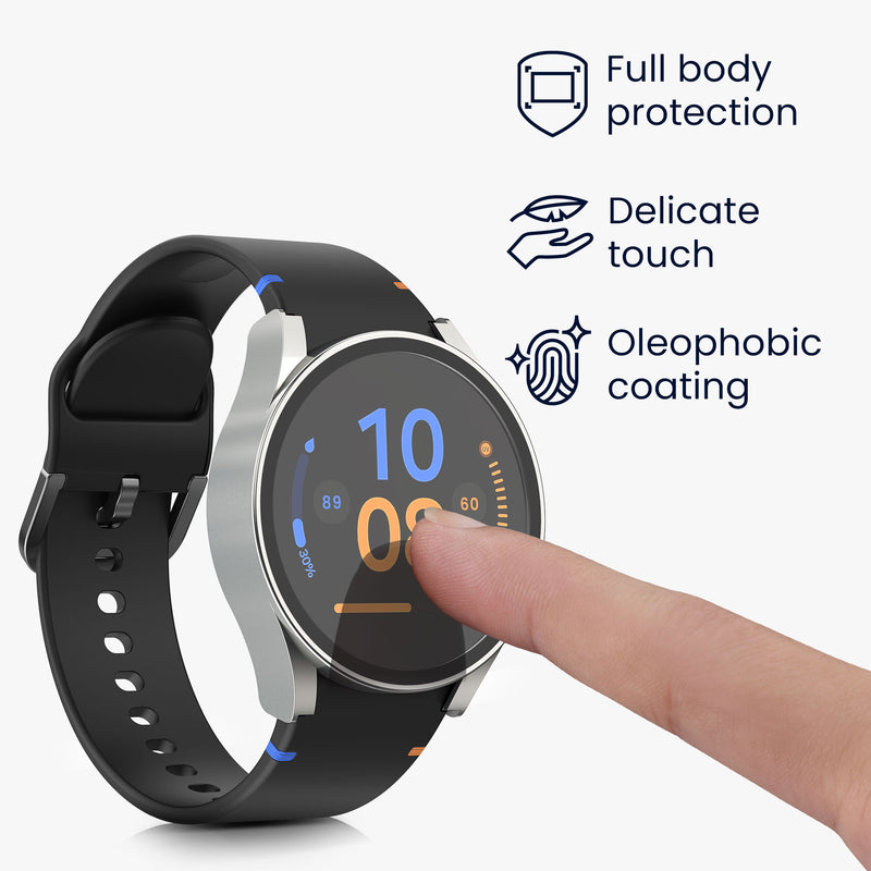 kwmobile Glas Hülle für Samsung Galaxy Watch FE 40mm Schutzhülle Fullbody Fitnesstracker Case Set