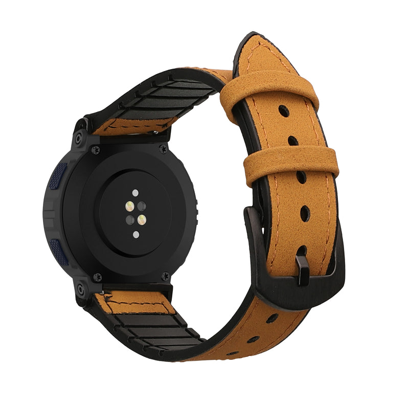 kwmobile Kunstleder Ersatzarmband kompatibel mit Amazfit Active Edge (A2212) Armband - Sportarmband aus Kunstleder und Silikon mit Uhrenverschluss Hellbraun  