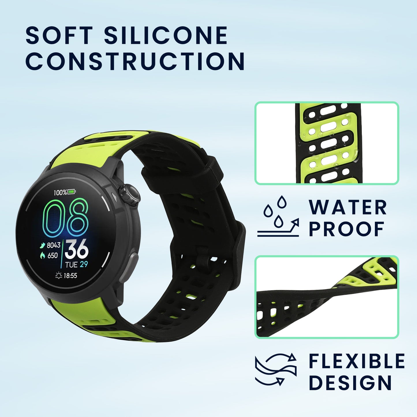 kwmobile Silikon Uhrenarmband für COROS PACE Pro Armband Ersatzarmband für Fitnesstracker Wechselarmband Smartwatch